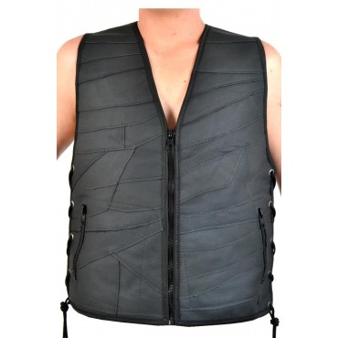 Colete Masculino Retalho De Couro Motociclista/bandas 3m