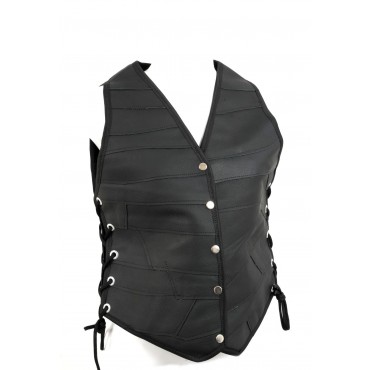 Colete Feminino Couro Legítimo (retalho) motociclista/motoclube Ref 9f